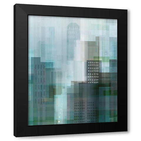 City Emerald Black Modern Wood Framed Art Print with Double Matting by Meneely, Dan