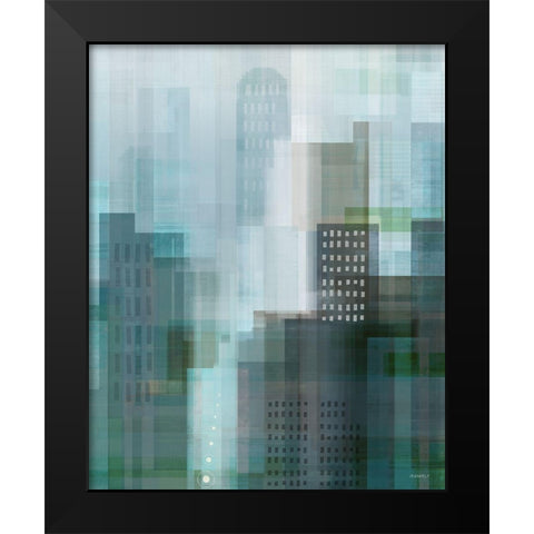 City Emerald Black Modern Wood Framed Art Print by Meneely, Dan