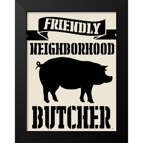 Neighborhood Butcher Black Modern Wood Framed Art Print by Metz, Andi