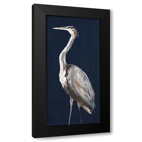 Heron Among Navy Panel I Black Modern Wood Framed Art Print with Double Matting by DeRice, Julie