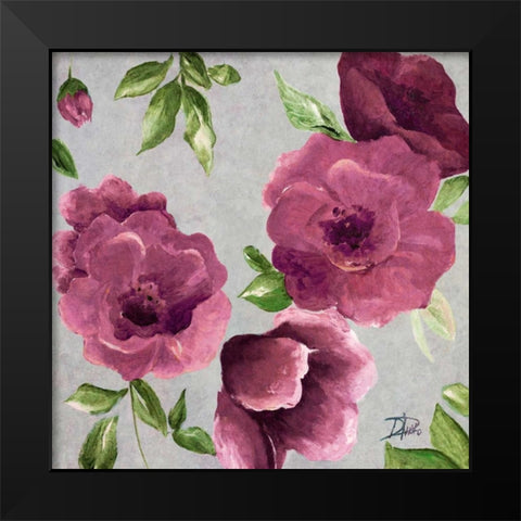 Gray and Plum Florals II Black Modern Wood Framed Art Print by Pinto, Patricia