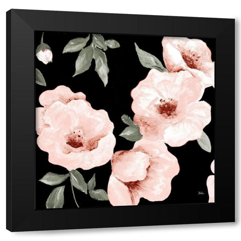 Dusty Rose on Black II Black Modern Wood Framed Art Print by Pinto, Patricia
