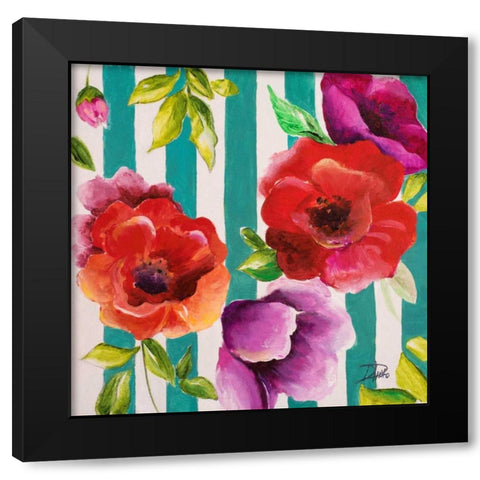 Red Flowers II Black Modern Wood Framed Art Print with Double Matting by Pinto, Patricia