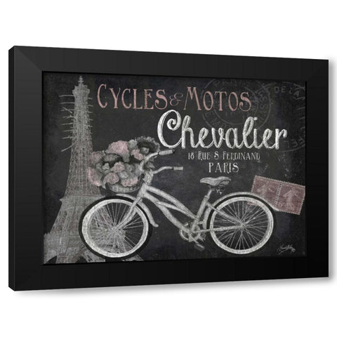 Paris Bike on Chalk Border I Black Modern Wood Framed Art Print by Medley, Elizabeth