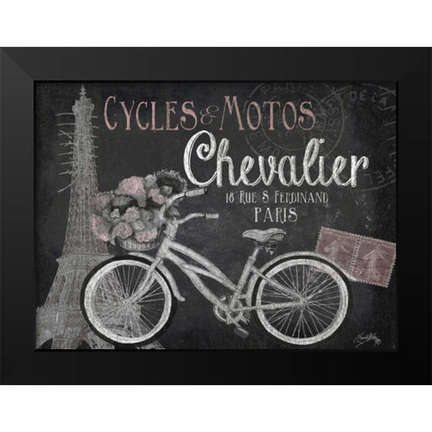 Paris Bike on Chalk Border I Black Modern Wood Framed Art Print by Medley, Elizabeth