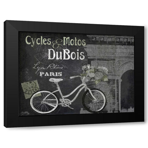 Paris Bike on Chalk Border II Black Modern Wood Framed Art Print by Medley, Elizabeth