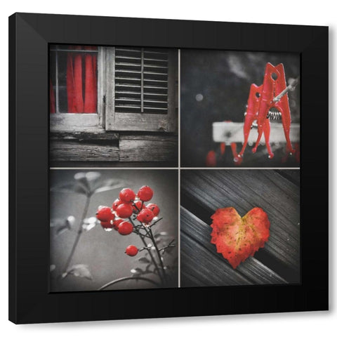 Red Hints Four Pack Black Modern Wood Framed Art Print by Peck, Gail