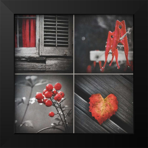 Red Hints Four Pack Black Modern Wood Framed Art Print by Peck, Gail