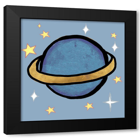 Space Planet Black Modern Wood Framed Art Print by Medley, Elizabeth