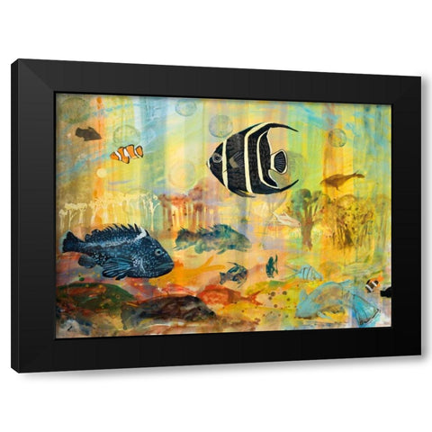 Fishes Black Modern Wood Framed Art Print by Maria, Robin