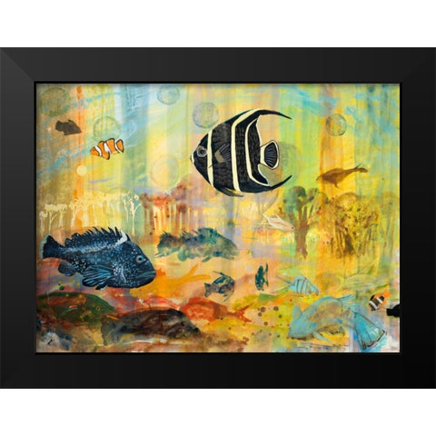 Fishes Black Modern Wood Framed Art Print by Maria, Robin