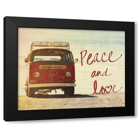 Peace and Love Black Modern Wood Framed Art Print by Peck, Gail