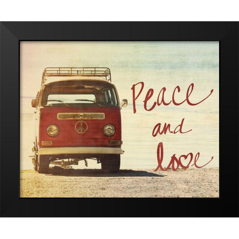 Peace and Love Black Modern Wood Framed Art Print by Peck, Gail
