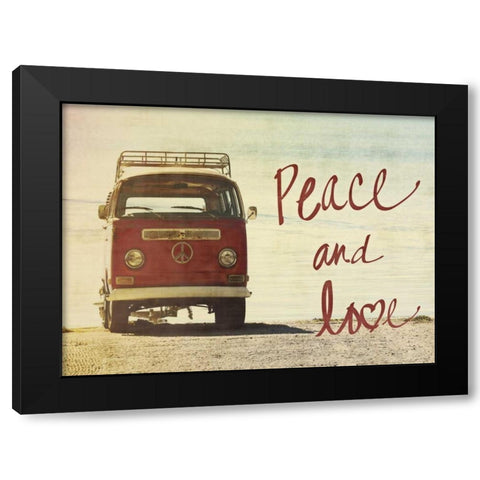 Peace and Love Border Black Modern Wood Framed Art Print by Peck, Gail