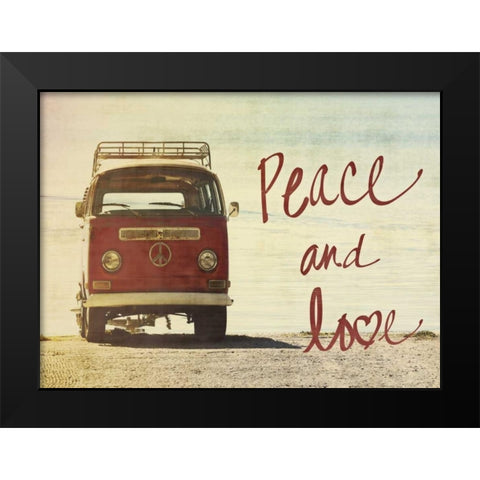 Peace and Love Border Black Modern Wood Framed Art Print by Peck, Gail