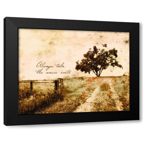 Always take the Scenic Route Black Modern Wood Framed Art Print by Mabat, Ynon