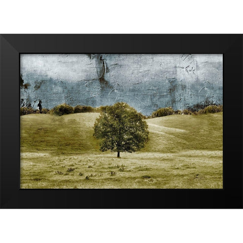 Tree in the Valley Black Modern Wood Framed Art Print by Mabat, Ynon