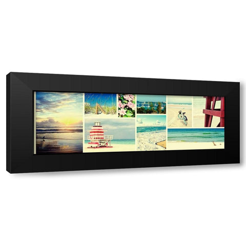 Coastal Collage Panel Black Modern Wood Framed Art Print with Double Matting by Peck, Gail
