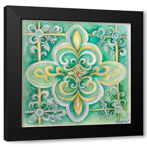 French Medallion III Black Modern Wood Framed Art Print with Double Matting by Gaynor, Janice