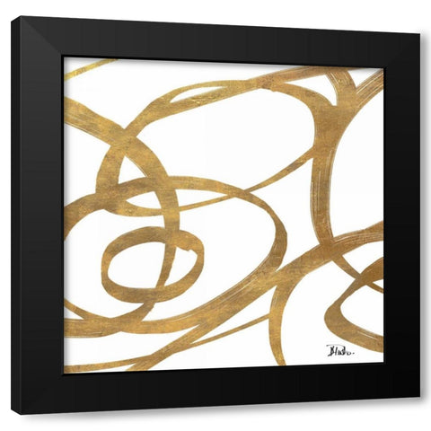 Golden Swirls Square Border I Black Modern Wood Framed Art Print with Double Matting by Pinto, Patricia