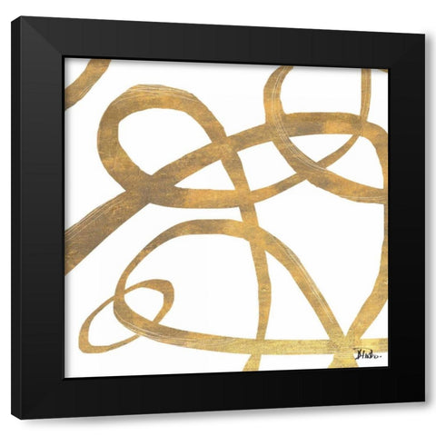 Golden Swirls Square II Black Modern Wood Framed Art Print by Pinto, Patricia