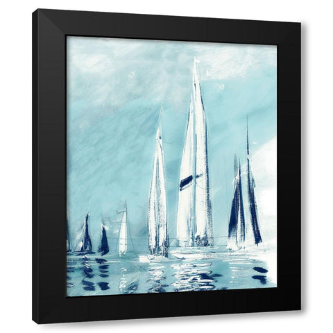 Tall Fantasy Sails Black Modern Wood Framed Art Print by Meneely, Dan