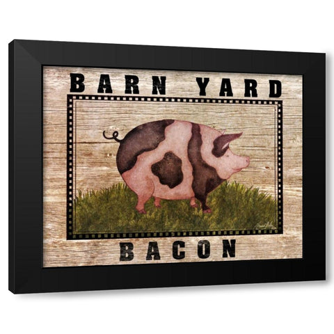 Farm Pig Black Modern Wood Framed Art Print with Double Matting by Medley, Elizabeth