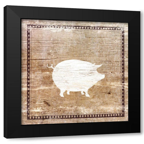 Farm Pig Silhouette Black Modern Wood Framed Art Print with Double Matting by Medley, Elizabeth