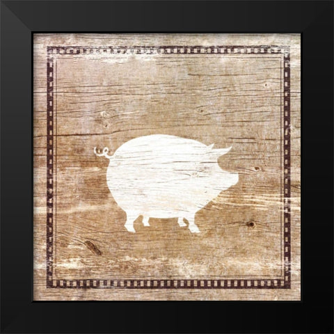 Farm Pig Silhouette Black Modern Wood Framed Art Print by Medley, Elizabeth