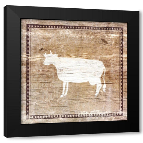 Farm Cow Silhouette Black Modern Wood Framed Art Print by Medley, Elizabeth