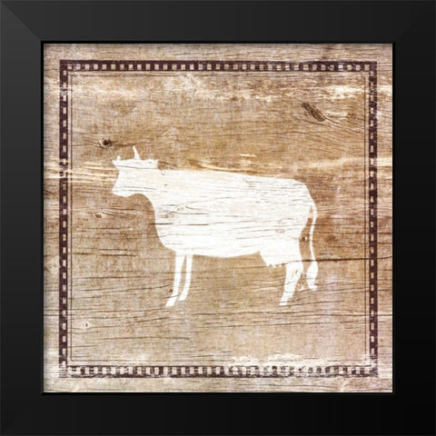 Farm Cow Silhouette Black Modern Wood Framed Art Print by Medley, Elizabeth