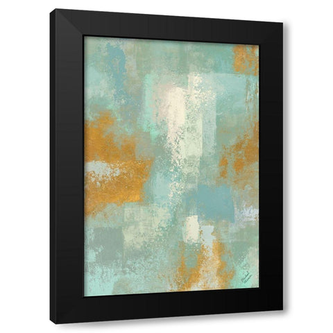 Escape into Teal Abstraction I Black Modern Wood Framed Art Print with Double Matting by Marcon, Michael