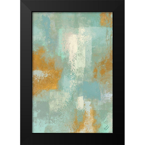 Escape into Teal Abstraction I Black Modern Wood Framed Art Print by Marcon, Michael