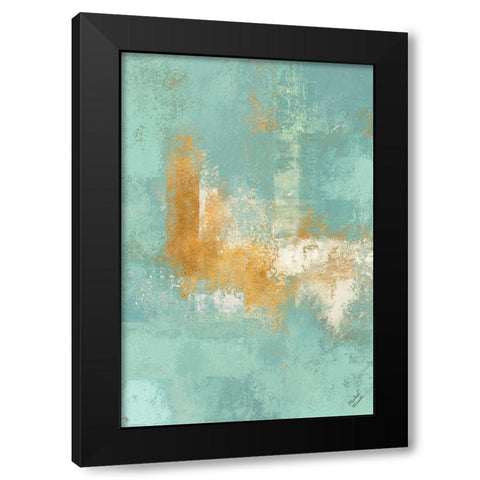 Escape into Teal Abstraction II Black Modern Wood Framed Art Print by Marcon, Michael