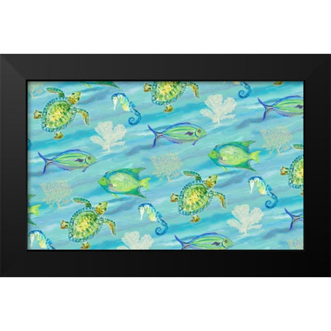 Sealife Rectangle I Black Modern Wood Framed Art Print by DeRice, Julie