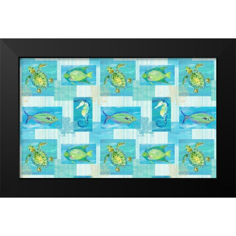 Sealife Rectangle V Black Modern Wood Framed Art Print by DeRice, Julie