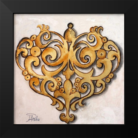 Gold Heart Black Modern Wood Framed Art Print by Pinto, Patricia