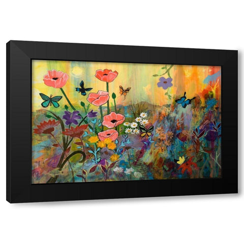 Pink Poppies in Paradise Black Modern Wood Framed Art Print by Maria, Robin