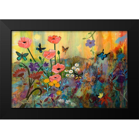 Pink Poppies in Paradise Black Modern Wood Framed Art Print by Maria, Robin