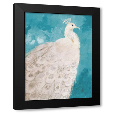 Royal Plume on Teal Black Modern Wood Framed Art Print by Maria, Robin