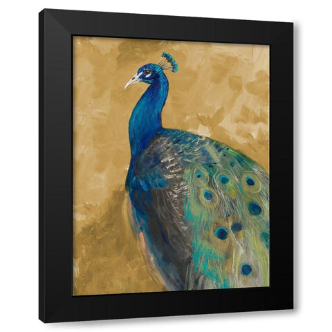 Royal Plume on Gold Black Modern Wood Framed Art Print by Maria, Robin