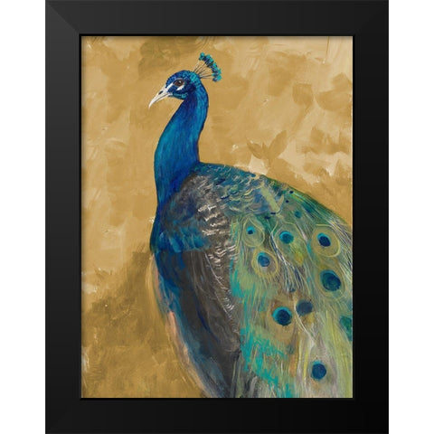 Royal Plume on Gold Black Modern Wood Framed Art Print by Maria, Robin