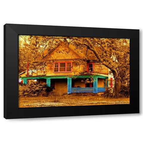 Porch in Blues Black Modern Wood Framed Art Print by Mabat, Ynon