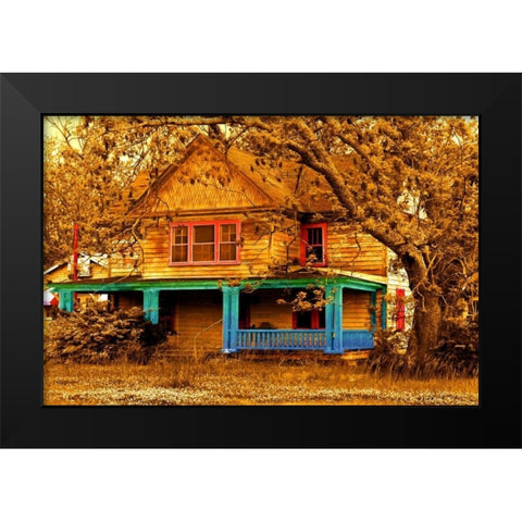 Porch in Blues Black Modern Wood Framed Art Print by Mabat, Ynon