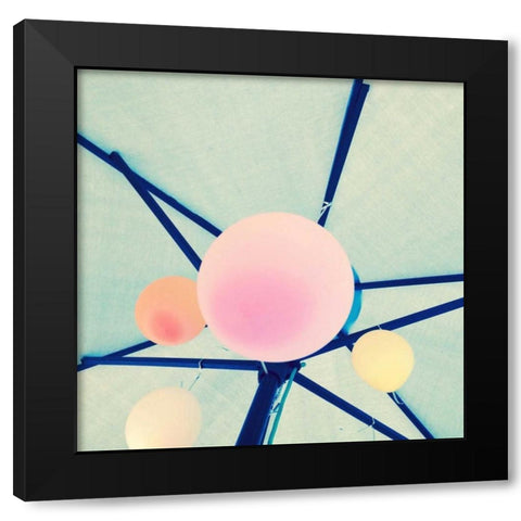 Balloons Border Black Modern Wood Framed Art Print by Saghini, Lisa Hill