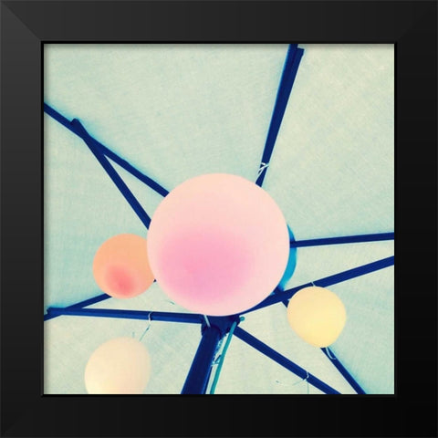 Balloons Border Black Modern Wood Framed Art Print by Saghini, Lisa Hill