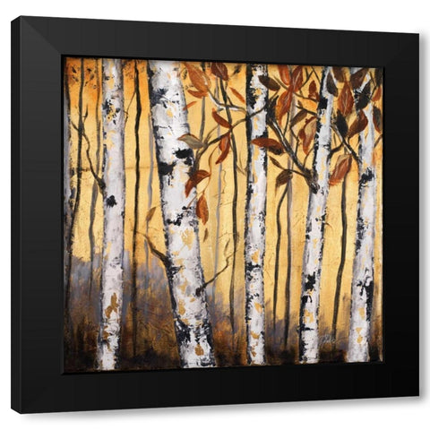 Birchwood Trees on Gold II Black Modern Wood Framed Art Print by Pinto, Patricia