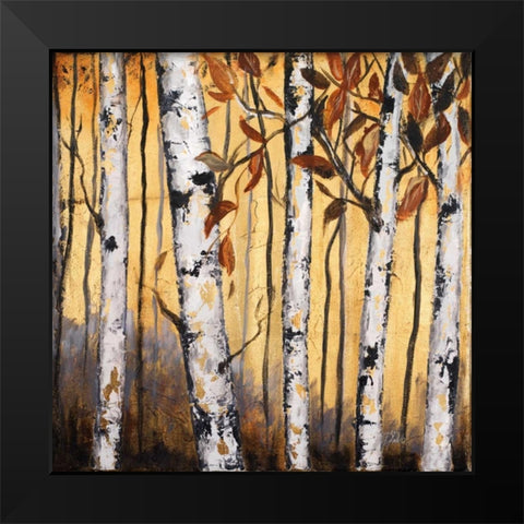 Birchwood Trees on Gold II Black Modern Wood Framed Art Print by Pinto, Patricia