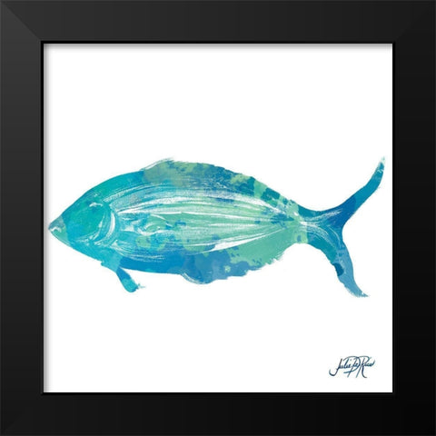 Watercolor Fish in Teal I Black Modern Wood Framed Art Print by DeRice, Julie