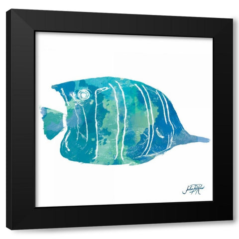 Watercolor Fish in Teal III Black Modern Wood Framed Art Print by DeRice, Julie
